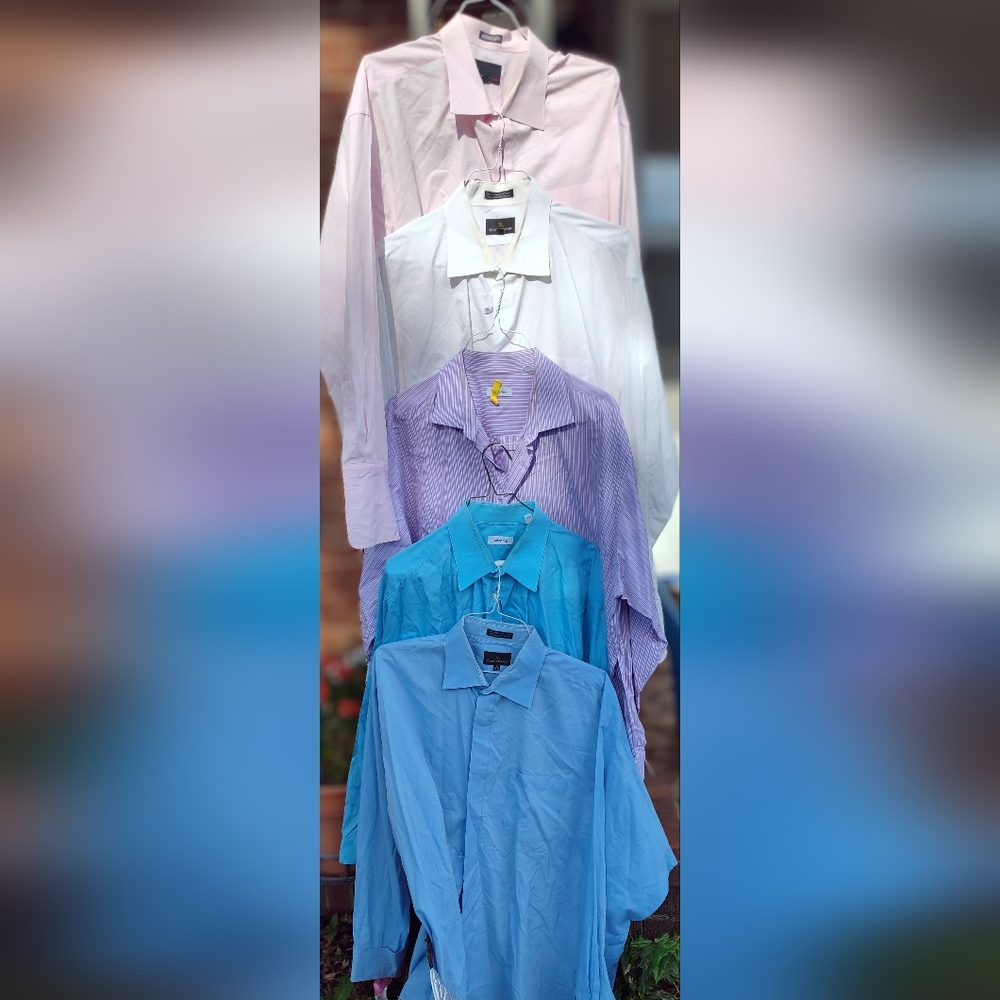 Men's Classic Dress Shirt Collection - Blue, White, Purple